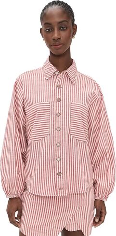 Dress To Women's Striped Twill Shacket in Saudi Arabia