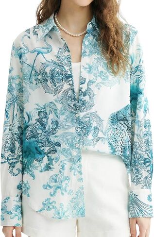 Silk Blouses for Women Long Sleeve Floral Button Down Shirts 19 Momme Pure Mulberry Silk Ladies Business Casual Tops in Kuwait