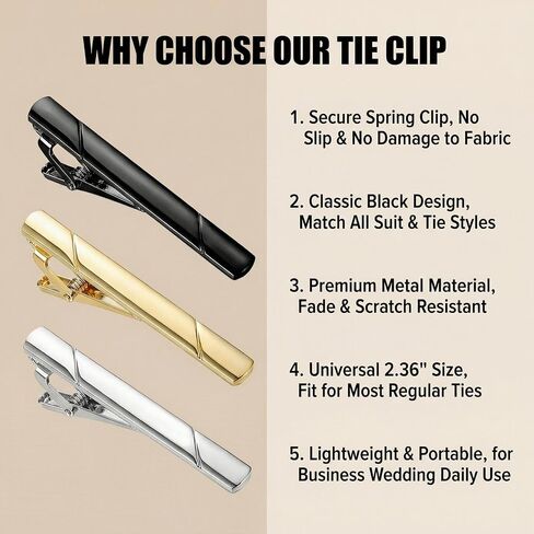 Minimalist Copper Tie Clip - Black, Classic Design for Men's Formal Occasions in Kuwait