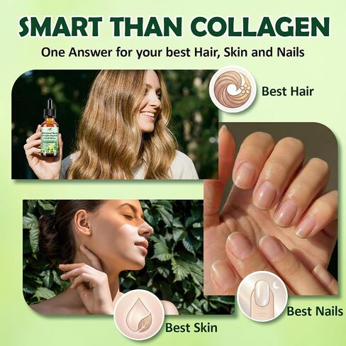 Marine Collagen Peptides Liquid Drops, Hydrolyzed Multi Type I & III Collagen w. Vitamin C E Grape Seed Extract for Joint, Skin, Hair & Nail, Liquid Collagen High Absorption for Women Men, Wild-Caught in Saudi Arabia