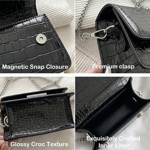 Mini Crossbody Bags for Women Metallic Purse PU Leather Small Handbag Chain Cute Party Concert Clutch Bag Not for Phone in Kuwait
