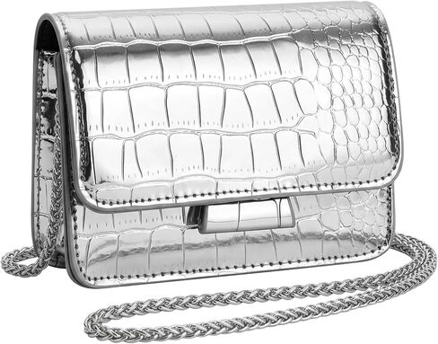 Mini Crossbody Bags for Women Metallic Purse PU Leather Small Handbag Chain Cute Party Concert Clutch Bag Not for Phone in Saudi Arabia