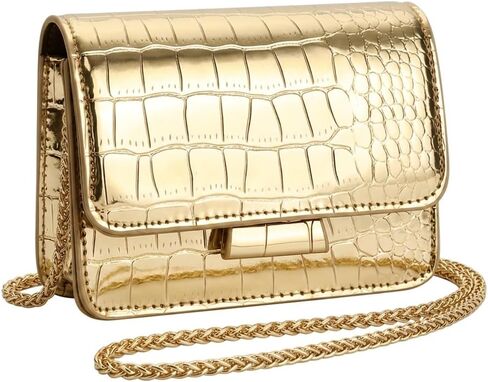 Mini Crossbody Bags for Women Metallic Purse PU Leather Small Handbag Chain Cute Party Concert Clutch Bag Not for Phone in Kuwait