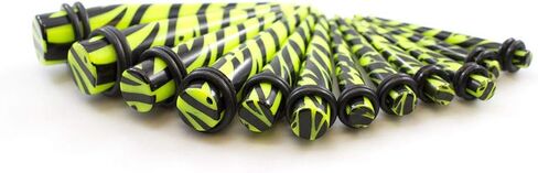 طقم مجوهرات ثقب الأذن من BodyJewelryOnline للجنسين، مقاس 6 جرام حتى 7/16 بوصة، نمط مخطط حمار وحشي، عبوة من 12 قطعة in Kuwait