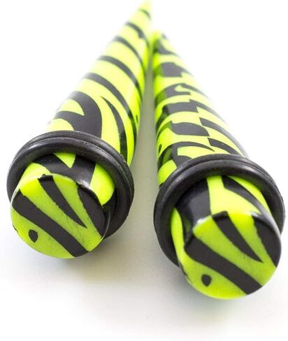 طقم مجوهرات ثقب الأذن من BodyJewelryOnline للجنسين، مقاس 6 جرام حتى 7/16 بوصة، نمط مخطط حمار وحشي، عبوة من 12 قطعة in Kuwait
