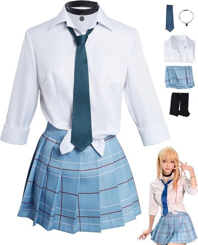 Anime Costume Women Japanese Cosplay Uniform Shirt Skirt Tie Socks Accessories Devil Outfit Suit in Saudi Arabia