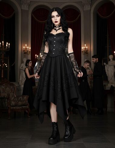 Women's Medieval Renaissance LARP Outfit Pirate Skirt Lace Asymmetrical Midi Skirts Halloween Cosplay Costume in Saudi Arabia