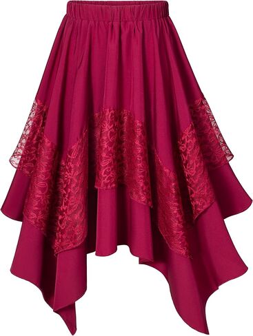 Women's Medieval Renaissance LARP Outfit Pirate Skirt Lace Asymmetrical Midi Skirts Halloween Cosplay Costume in Saudi Arabia
