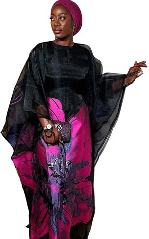 2pcs Set Middle East Brocade Dress With Soft Lining African Women Weeding Black Boubou Dashiki Party Mesh Gown Clothing in Saudi Arabia