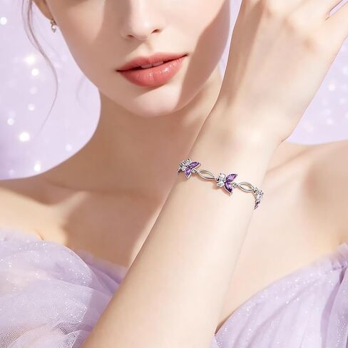 Purple Butterfly Bracelets for Women,Adjustable Charm Birthdaystone Bracelet Birthday Jewelry Gifts for Wife Women in Saudi Arabia