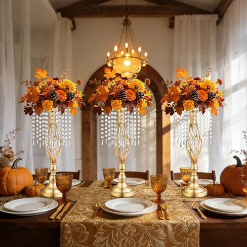 Gold Crystal Tall Vase Centerpiece Stand, Elegant Gold Flower Holder for Wedding Table Centerpieces, Perfect Wedding Reception Table Decor, Bases para Centros de Mesa, Centros de Mesa(12Pack) in Saudi Arabia