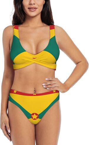 Flag of Grenada Two Piece Bikini for Women U Back Swimsuit with Soft Pads Swim Outfit for Summer Holiday in Kuwait