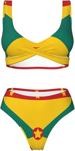 Flag of Grenada Two Piece Bikini for Women U Back Swimsuit with Soft Pads Swim Outfit for Summer Holiday in Kuwait