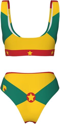 Flag of Grenada Two Piece Bikini for Women U Back Swimsuit with Soft Pads Swim Outfit for Summer Holiday in Kuwait