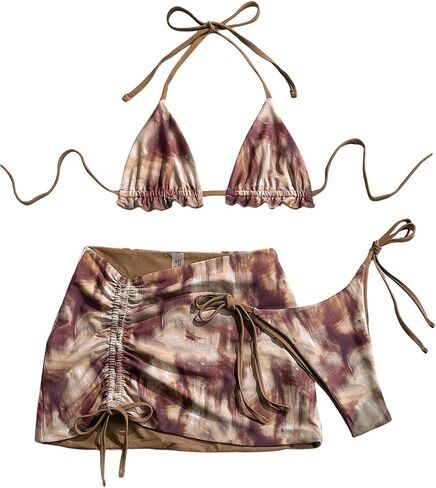 SOLY HUX Women's Bikini Sets 3 Piece Swimsuits Halter Triangle Bathing Suit with Coverup Skirts in Kuwait
