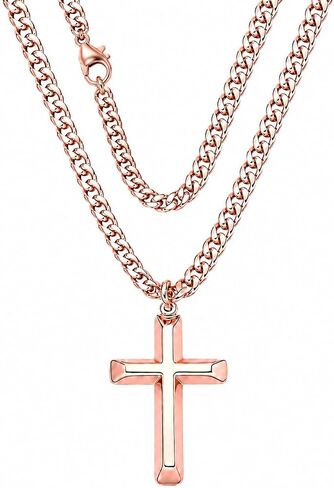 Copper Cross Necklace for Men & Women– 99.9% Pure Copper Cuban Link Chain, Spiritual Jewelry Gift for Daily Wear and Faith Occasions in Saudi Arabia