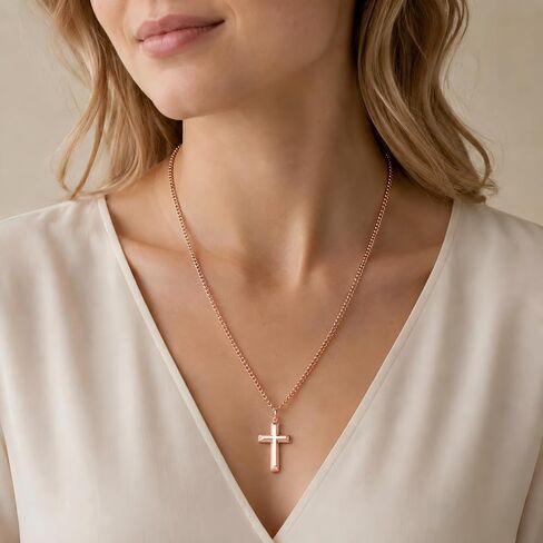 Copper Cross Necklace for Men & Women– 99.9% Pure Copper Cuban Link Chain, Spiritual Jewelry Gift for Daily Wear and Faith Occasions in Saudi Arabia