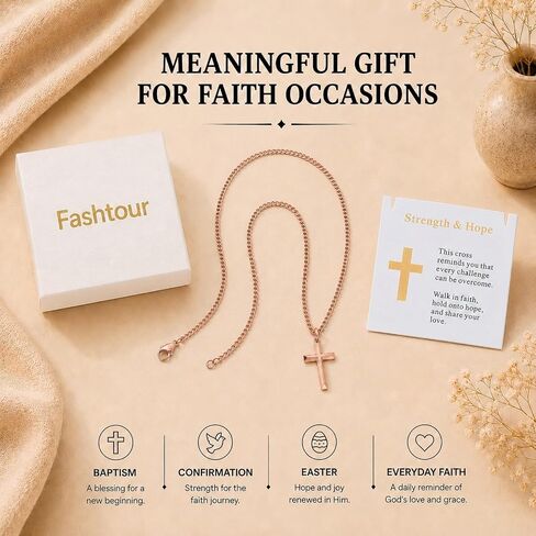 Copper Cross Necklace for Men & Women– 99.9% Pure Copper Cuban Link Chain, Spiritual Jewelry Gift for Daily Wear and Faith Occasions in Saudi Arabia