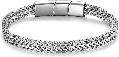 Bracelets for Men-Stainless Steel Magnetic Clasp Franco Chain Mens Bracelet in Kuwait