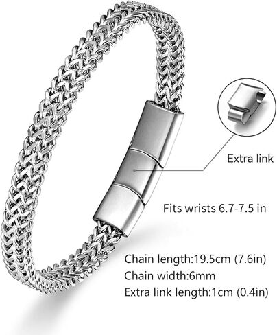 Bracelets for Men-Stainless Steel Magnetic Clasp Franco Chain Mens Bracelet in Kuwait