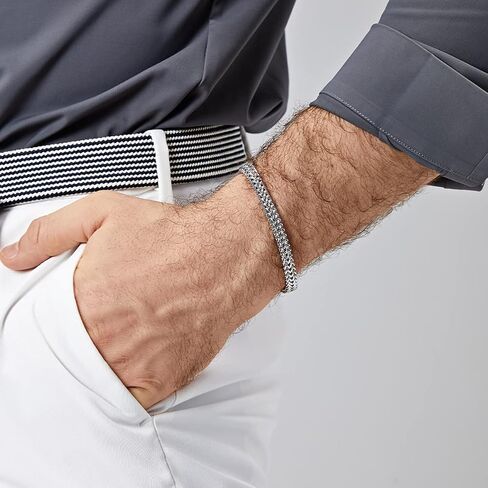 Bracelets for Men-Stainless Steel Magnetic Clasp Franco Chain Mens Bracelet in Kuwait