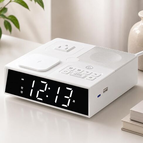 Alarm Clock with USB Charger and Outlets, Heavy Sleepers Alarm Clock for Adults, Kids & Teens, Charging Station (Black Long Lamp) in Kuwait