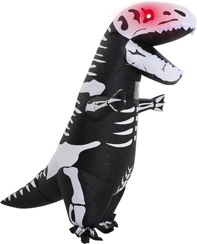 ZPISF Inflatable Skeleton Dinosaur Costume for Adults, Full Body Skeleton T-Rex Blow Up Costume with LED Light Eyes, Perfect for Halloween Parties in Saudi Arabia