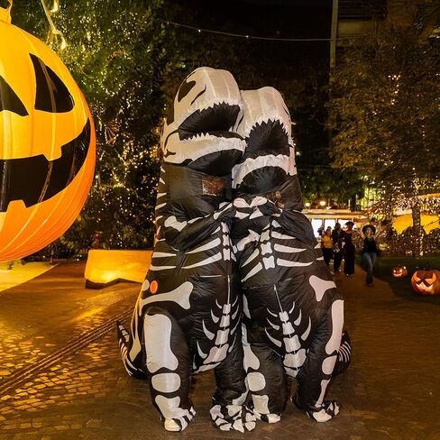 ZPISF Inflatable Skeleton Dinosaur Costume for Adults, Full Body Skeleton T-Rex Blow Up Costume with LED Light Eyes, Perfect for Halloween Parties in Saudi Arabia