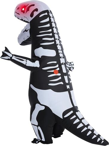 ZPISF Inflatable Skeleton Dinosaur Costume for Adults, Full Body Skeleton T-Rex Blow Up Costume with LED Light Eyes, Perfect for Halloween Parties in Saudi Arabia