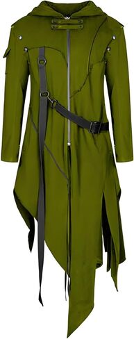 BIUTEY Mens Medieval Renaissance Punk Sleeveless Jacket Long Retro Gothic Dark Hoodie Zipper Coat in Saudi Arabia