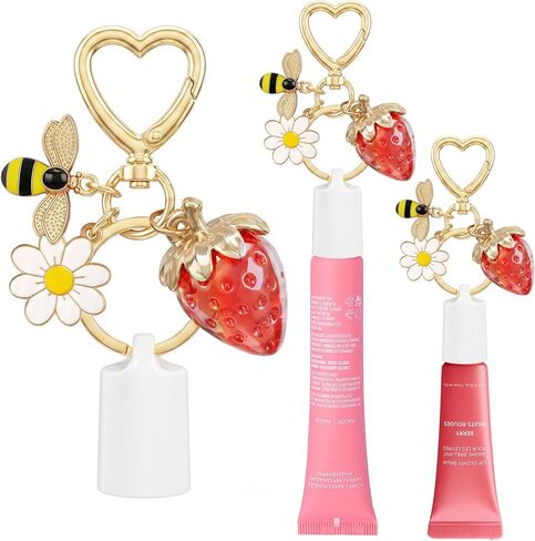 Lip Gloss Keychain Cap for Summer Fridays 0.5 Oz Lip Balm Cap Lipgloss Holder Key Chain Screw Top (No Lip Balm) in Kuwait