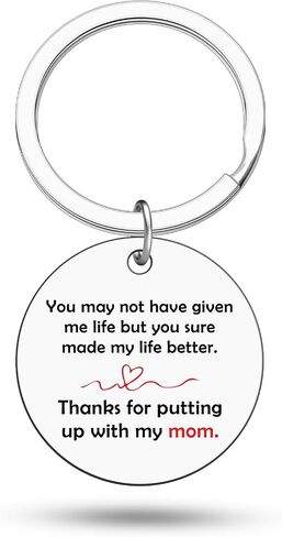 Heigebi Step Dad Birthday Gift Bonus Dad Keychain Father's Day Christmas Wedding Gifts for Step Father Bonus Fathers in Law Thank You Present from Daughter Son Stainless Steel Appreciation Keyring in Kuwait