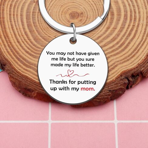 Heigebi Step Dad Birthday Gift Bonus Dad Keychain Father's Day Christmas Wedding Gifts for Step Father Bonus Fathers in Law Thank You Present from Daughter Son Stainless Steel Appreciation Keyring in Kuwait