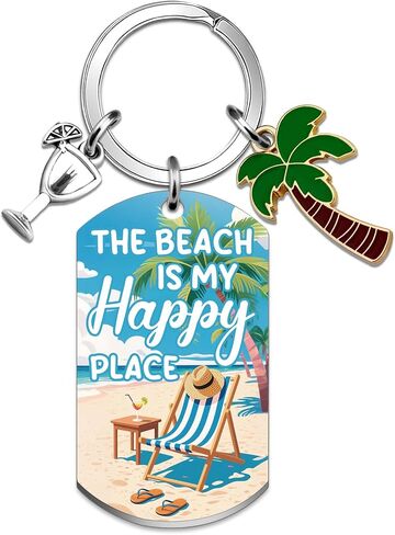 Beach Keychain Beach Themed Gifts Beach Stuff for Women Men Beaches Bag Stuffers Beaches Lover Gift for Friends Christmas Birthday Gift for Ocean Lovers Beachy Stuff-The Beach is My Happy Place in Saudi Arabia