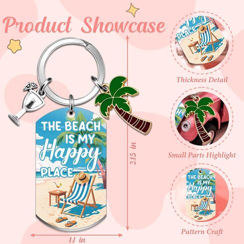 Beach Keychain Beach Themed Gifts Beach Stuff for Women Men Beaches Bag Stuffers Beaches Lover Gift for Friends Christmas Birthday Gift for Ocean Lovers Beachy Stuff-The Beach is My Happy Place in Saudi Arabia