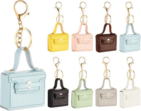 gisgfim 8pcs Mini Purse Backpack Keychain Coin Purse Keychain Mini tote Pendents PU Leather Lipstick Bag Card Holder Data Cable Organizer Fashion Bag Charms Accessories for Women Girls in Kuwait