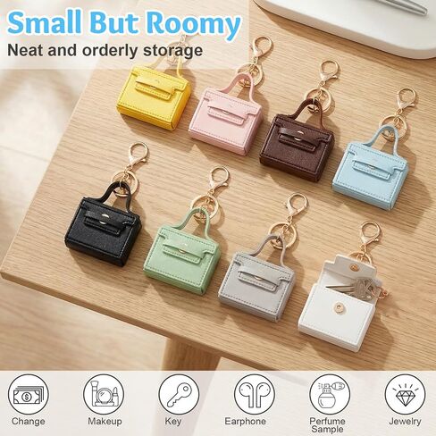 gisgfim 8pcs Mini Purse Backpack Keychain Coin Purse Keychain Mini tote Pendents PU Leather Lipstick Bag Card Holder Data Cable Organizer Fashion Bag Charms Accessories for Women Girls in Kuwait