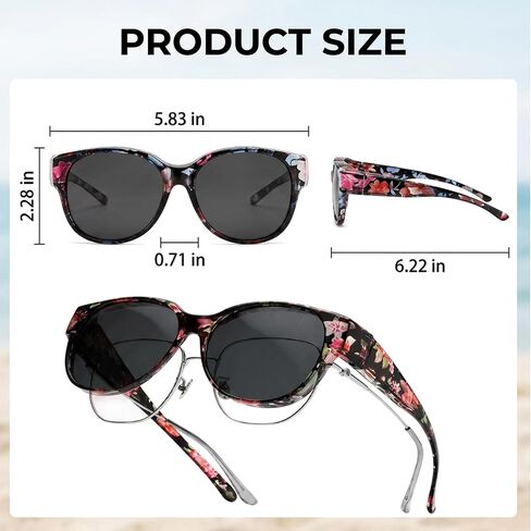 CZFDHP 2PCS Over Glasses Sunglasses for Women, Fit Over Glasses Sunglasses with Polarized Lenses, Oversize Printed Fit Over Sunglasses for Driving and Outdoor Activities in Saudi Arabia