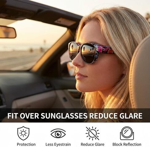 CZFDHP 2PCS Over Glasses Sunglasses for Women, Fit Over Glasses Sunglasses with Polarized Lenses, Oversize Printed Fit Over Sunglasses for Driving and Outdoor Activities in Saudi Arabia