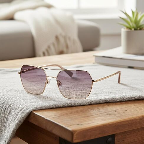 Ted Baker TWS254 Women's Geometric Aviator Designer Sunglasses, UV400 Protection, 56 mm Gradient Lenses in Kuwait