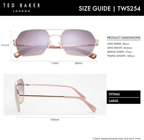 Ted Baker TWS254 Women's Geometric Aviator Designer Sunglasses, UV400 Protection, 56 mm Gradient Lenses in Kuwait