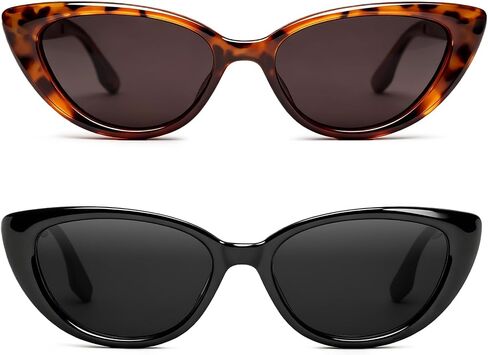 Gvhntk 2Pcs Retro Vintage Narrow Cat Eye Sunglasses for Women Trendy 90s Cateye Sun Glasses UV Protection in Kuwait
