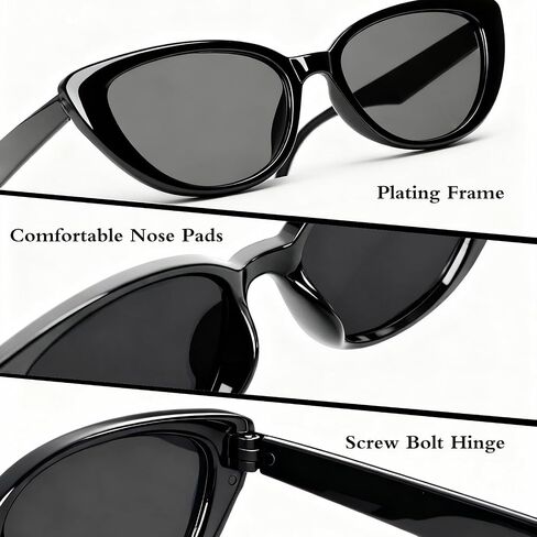 Gvhntk 2Pcs Retro Vintage Narrow Cat Eye Sunglasses for Women Trendy 90s Cateye Sun Glasses UV Protection in Kuwait