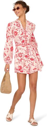 Adrianna Papell Print Tie Front Romper, White/Coral Multi, 12 in Kuwait