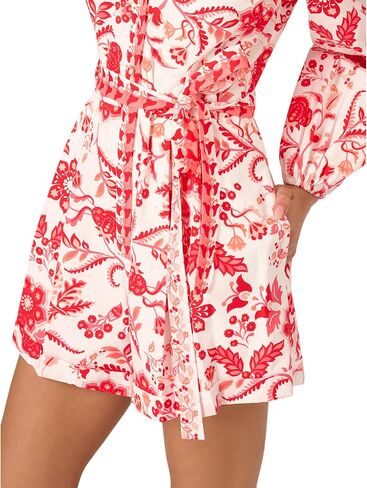 Adrianna Papell Print Tie Front Romper, White/Coral Multi, 12 in Kuwait