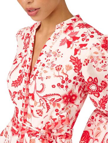 Adrianna Papell Print Tie Front Romper, White/Coral Multi, 12 in Kuwait