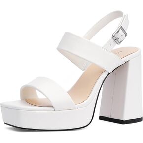 Modatope Platform Heels for Women Square Open Toe Chunky Heel Platform Sandals Ankle Strap Heels Wedding Party Dress Shoes in Kuwait