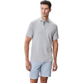 Robert Barakett Men's Georgia Short Sleeve Herringbone Polo Shirt in Saudi Arabia