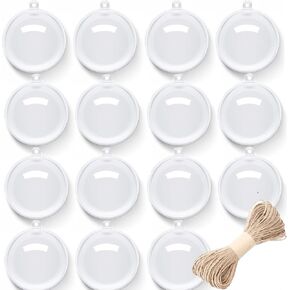 15 Pack Clear Plastic Fillable Ornament Balls (3.14"/80mm), Shatterproof Plastic Spheres with Hanging Strings, Reusable Snap-Together Design for DIY Christmas Tree Decor, Holiday Party in Saudi Arabia