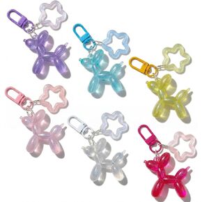 6PCS Pentagram Jelly Balloon Dog Keychain for Women, Cute Animal Keychains for Car Keys Backpacks, Purse Charm Accessory, Kawaii Gift for Girls in Saudi Arabia